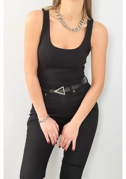 Kadın Kalın Askılı Önü Çift Kat Kare Yaka Düz Basic 2'li Penye Bluz BLZ9922 indirimleri