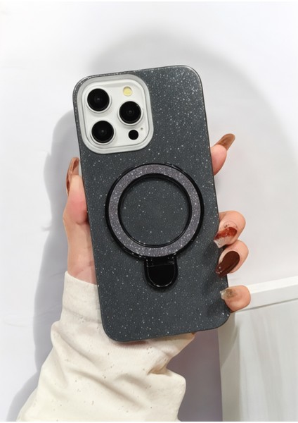 IPhone 15 Pro Uyumlu Kılıf Simli Standlı Tasarım Premium Kapak indirimleri