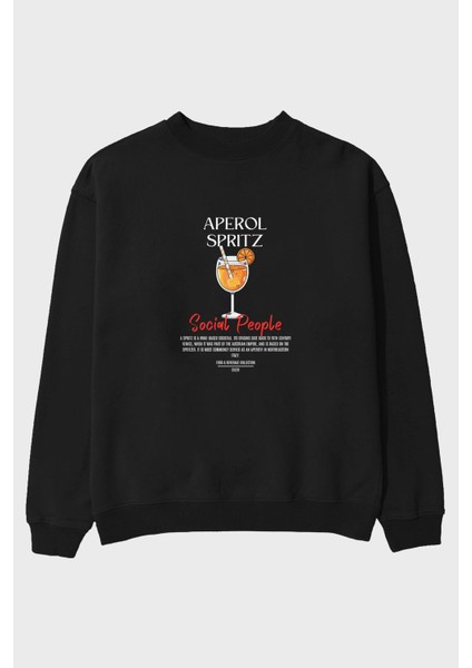 Aperol Spritz Ön Baskılı Oversize Sweatshirt Erkek Kadın Unisex