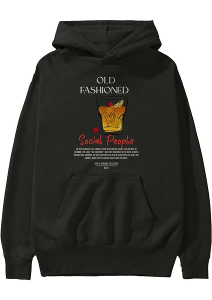 Old Fashioned Kokteyl Ön Baskılı Hoodie Oversize Kapüşonlu Sweatshirt Erkek Kadın fiyatları