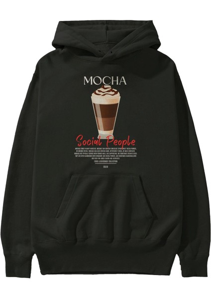 Mocha Kokteyl Ön Baskılı Hoodie Oversize Kapüşonlu Sweatshirt Erkek Kadın fiyatları