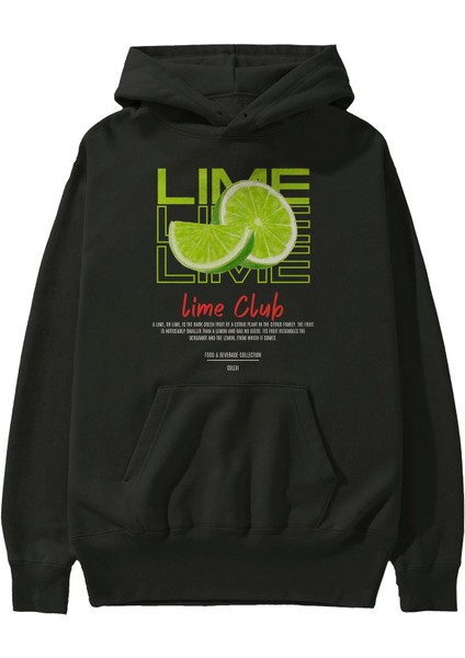 Lime Kokteyl Ön Baskılı Hoodie Oversize Kapüşonlu Sweatshirt Erkek Kadın fiyatları
