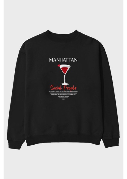 Manhattan Ön Baskılı Oversize Sweatshirt Erkek Kadın Unisex