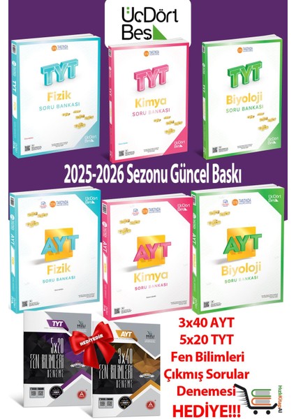 -TYT Ayt Fizik Kimya Biyoloji Soru Bankası Seti Hediyeli!