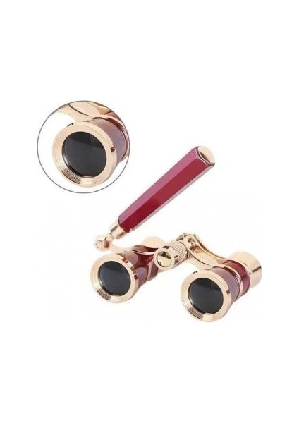 Bfs Nefis Işlemeli, Tiyatro / Opera Dürbünü 3X25 Prinç Metal Kaplamalı Retro Kahverengi