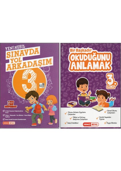 Kırmızı Beyaz 3. Sınıf Sınavda Yol Arkadaşım+Okuduğunu Anlamak (2 Kitap)