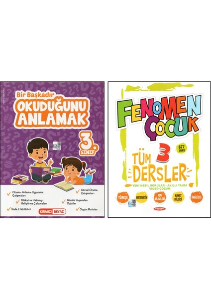 Kırmızı Beyaz 3. Sınıf Okuduğunu Anlamak+Kurmay Tüm Dersler (2 Kitap)