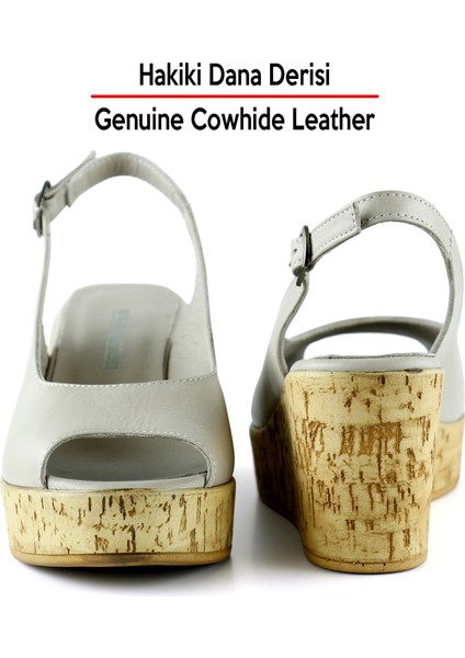 Heather Vizon Hakiki Dana Derisi Mantar Taban Görünümlü Dolgu Topuklu Slingback Sandalet