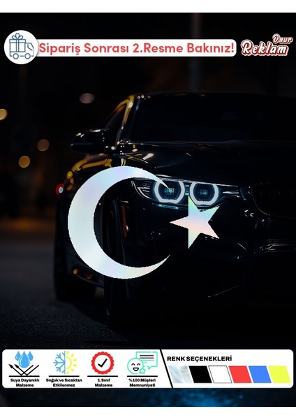 Ay-Yıldız Türk Bayrağı Figürlü Araç Sticker – Suya ve Güneşe Dayanıklı