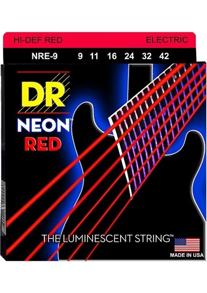 Nre-9 Hi-Def Neon Kırmızı Elektro Gitar Teli (Light 9-42)
