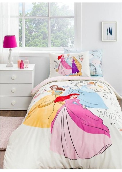 Princess Time Tek Kişilik Disney Lisanslı Lastikli Fitted Çarşaf Çocuk Nevresim Takımı