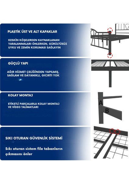 Orkide Tek Kişilik Ferforje Metal Karyola