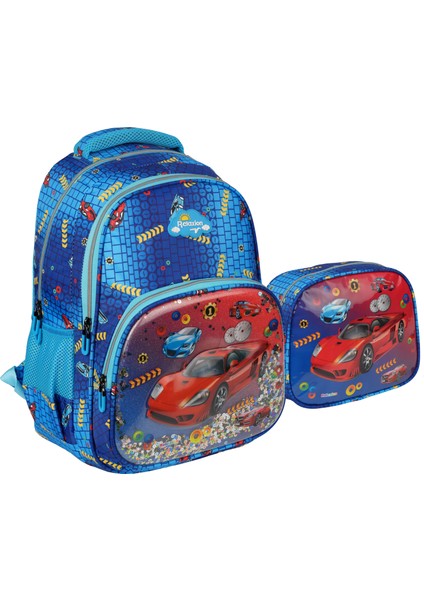 Kabartmalı Araba Figürlü Pullu 3'Lü İlkokul Çantası Beslenme Kalemlik Seti 1370 fiyatları