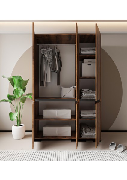 Floransa 6 Kapılı Flr6-Ira Ceviz- Antrasit Gardırop fırsatları