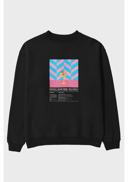 Singapore Sling Ön Baskılı Oversize Sweatshirt Erkek Kadın Unisex