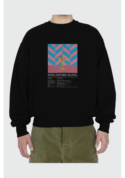 Singapore Sling Ön Baskılı Oversize Sweatshirt Erkek Kadın Unisex fiyatları