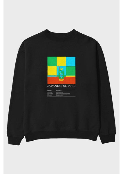 Japanese Slipper Ön Baskılı Oversize Sweatshirt Erkek Kadın Unisex