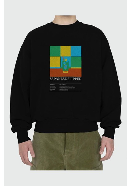Japanese Slipper Ön Baskılı Oversize Sweatshirt Erkek Kadın Unisex fiyatları