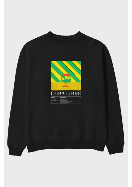 Cuba Libre Ön Baskılı Oversize Sweatshirt Erkek Kadın Unisex