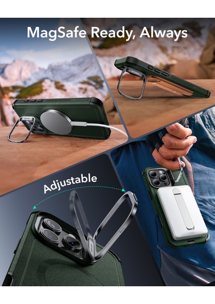 iPhone 16 Pro Max Cyber Tough Halolock Magsafe Stantlı Silikon Kılıf Green