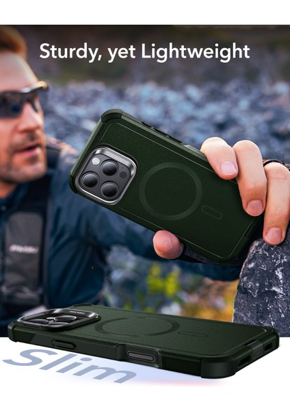 iPhone 16 Pro Max Cyber Tough Halolock Magsafe Stantlı Silikon Kılıf Green