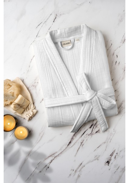 Unisex Kimono Müslin Bornoz Beyaz fiyatları