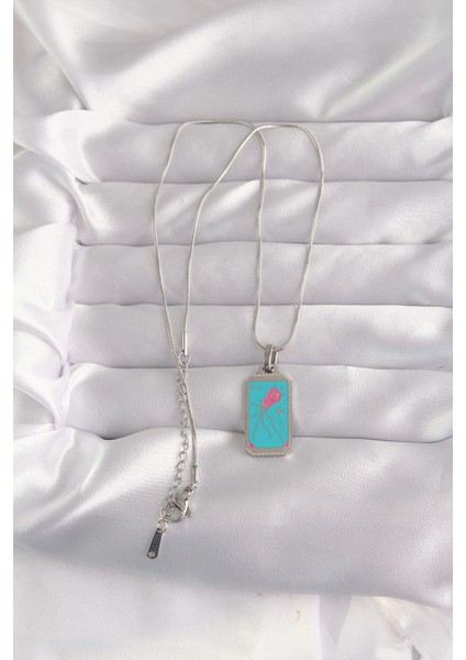 Bfs 316L Çelik Gümüş Renk Mavi Mineli Tarot Kolye fiyatları