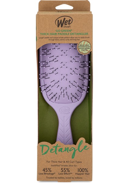 Go Green Paddle Detangler Kalın Telli Saçlar Için Geniş Saç Fırçası Lila