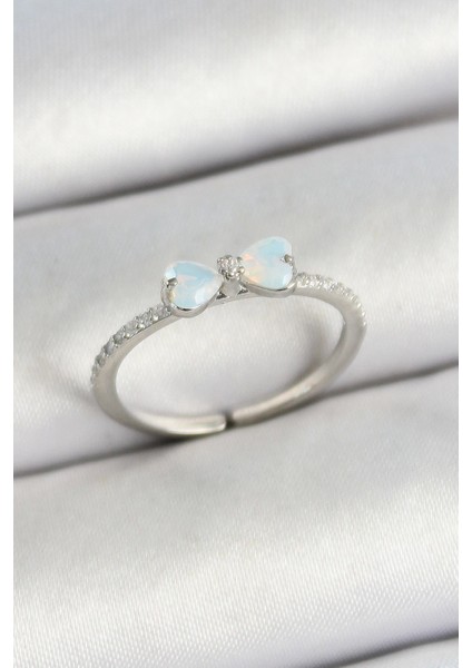 Bfs Pirinç Fiyonk Figürlü Zirkon Taşlı Gümüş Renk Ayarlanabilir Kadın Yüzük