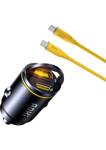 Araç Içi 2 Portlu 45W Şarj Cihazı, 140W 1m Pd 3.1 480MBPS Süper Hızlı Şarj/data Kablosu Seti