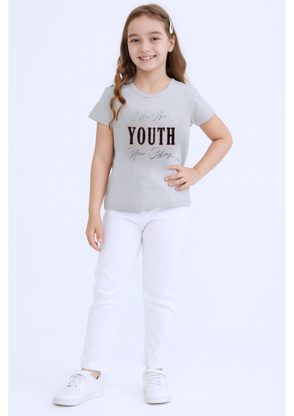 Kız Çocuk Tshirt Youth Baskılı Bisiklet Yaka C39