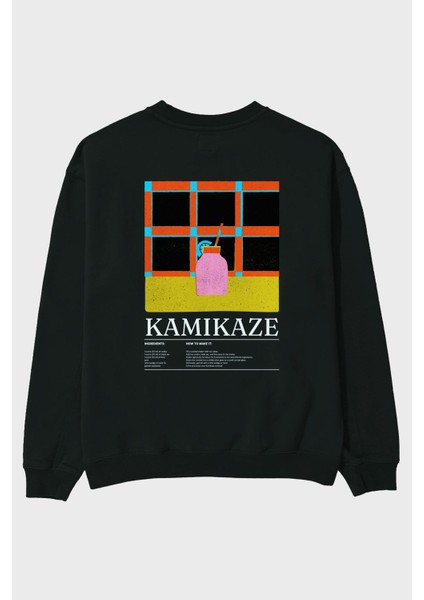 Kamikaze Arka Baskılı Oversize Sweatshirt Erkek Kadın Unisex