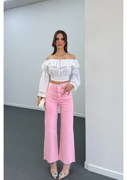 Milano Açık Pembe Cepli Yarım Flare Jeans fiyatları