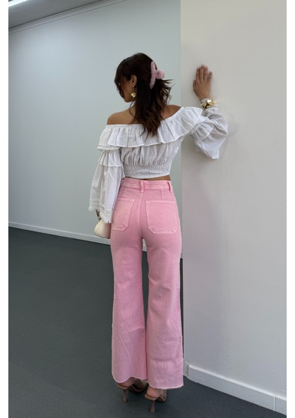 Milano Açık Pembe Cepli Yarım Flare Jeans fırsatları