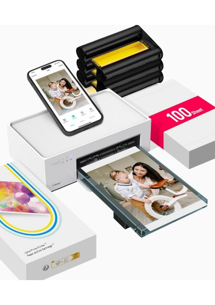 Lıene 10X15 cm Wi-Fi Fotoğraf Yazıcısı, 100 Yaprak Set, 300 Dpı