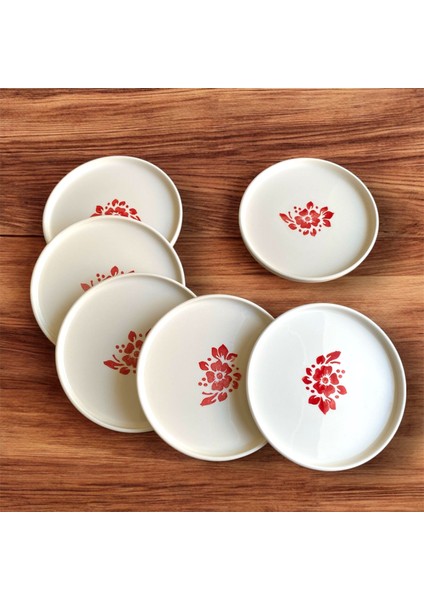 Kahvaltı Takımı 6 Kişilik Tokyo Serisi 6 Parça Gül Desenli Tabak 19CM