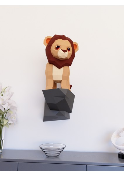 ® Yavru Aslan Kral Duvar Dekoru 3D Papercraft Maket fiyatları