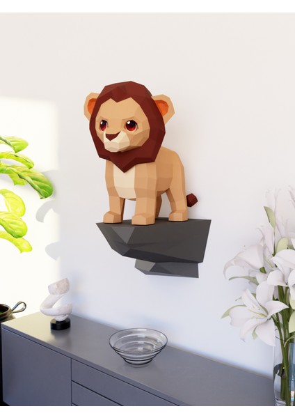 ® Yavru Aslan Kral Duvar Dekoru 3D Papercraft Maket fırsatları