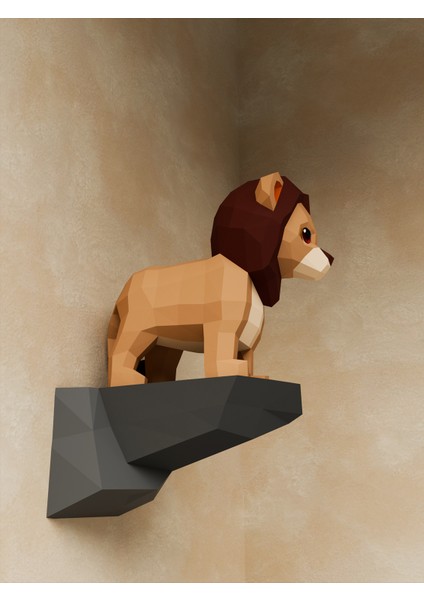 ® Yavru Aslan Kral Duvar Dekoru 3D Papercraft Maket