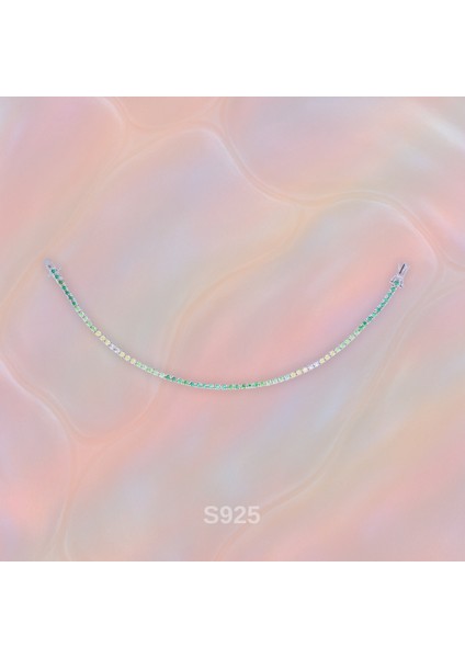 Yeşil Gradyan Ton Geçişli Su Yolu Bileklik – 925 Ayar Gümüş