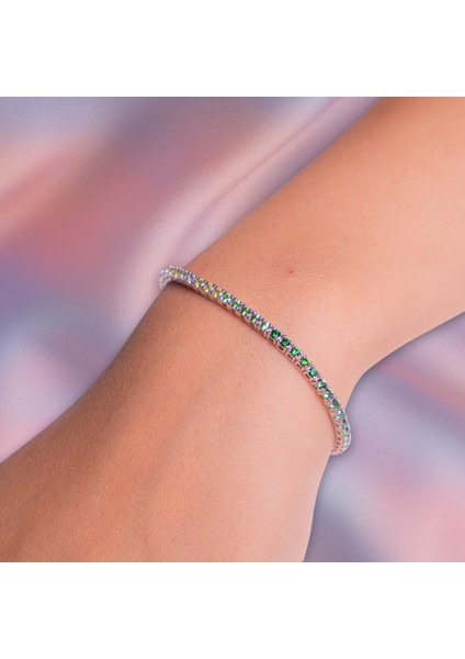 Yeşil Gradyan Ton Geçişli Su Yolu Bileklik – 925 Ayar Gümüş fiyatları