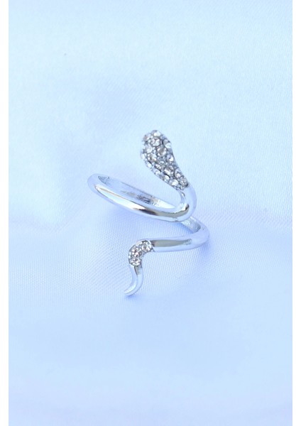 Bfs Pirinç Gümüş Renk Ayarlanabilir Zirkon Taşlı Yılan Yüzük fiyatları