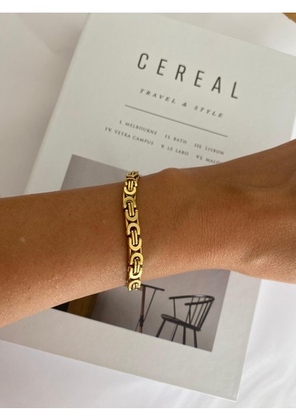 Çelik Kral Model Gold Bileklik