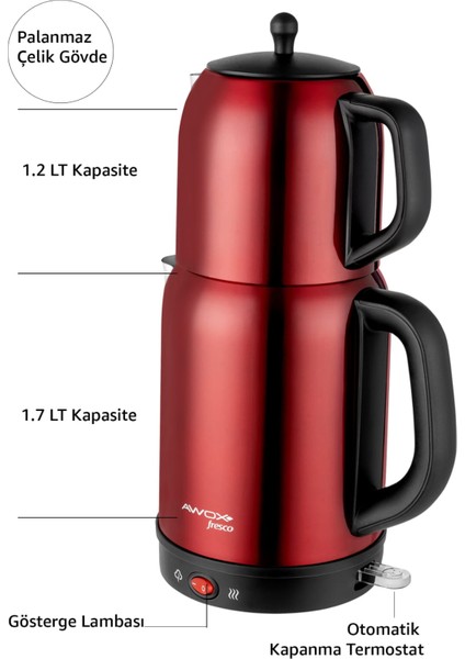 Fresco 2'si 1 Arada Paslanmaz Çelik Çay Makinesi & Su Isıtıcı kettle fiyatları