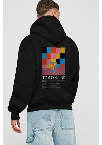 Tom Collins Kokteyl Arka Baskılı Hoodie Oversize Kapüşonlu Sweatshirt Erkek Kadın