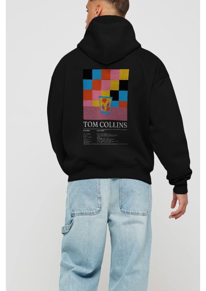Tom Collins Kokteyl Arka Baskılı Hoodie Oversize Kapüşonlu Sweatshirt Erkek Kadın modelleri