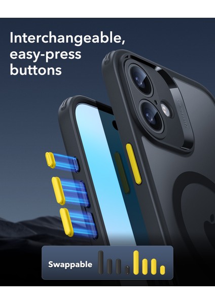 Iphone 16 Halolock Magsafe Hybrid Silikon Kılıf Buzlu Siyah + Ekran Koruyucu Set fiyatları