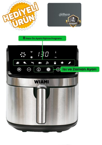 Airfryer 6.5l Inox Akıllı Hava Fritözü SSD Hediyeli