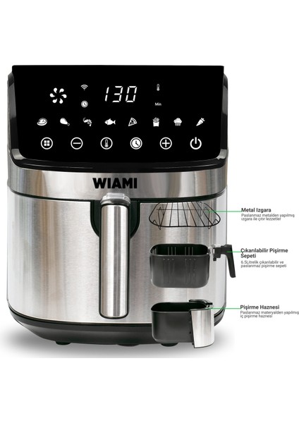 Airfryer 6.5l Inox Akıllı Hava Fritözü SSD Hediyeli modelleri