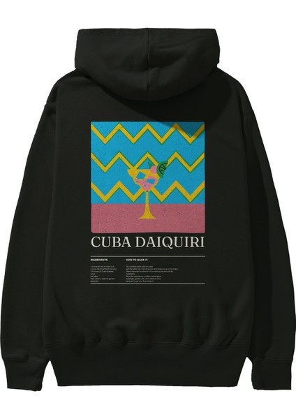 Cuba Daiquiri Kokteyl Arka Baskılı Hoodie Oversize Kapüşonlu Sweatshirt Erkek Kadın fiyatları